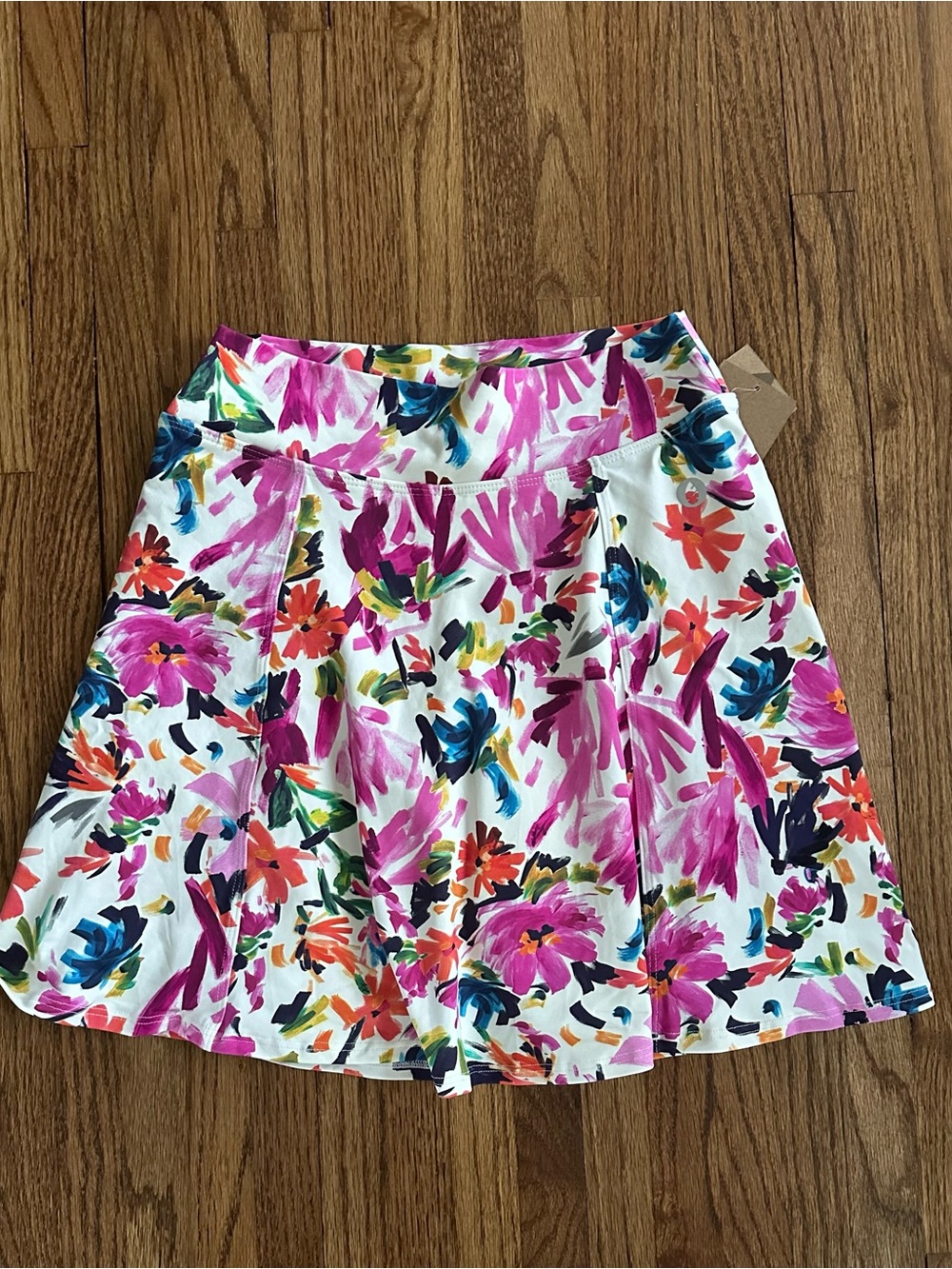 NWT Dona Jo Floral Mini Skirt with Shorts White Pink & Multicolor Print Sm
